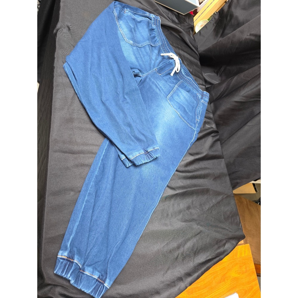 Lane Bryant Womens Denim Jogger Pants Blue Elastic Waist Drawstring Plus Size 20